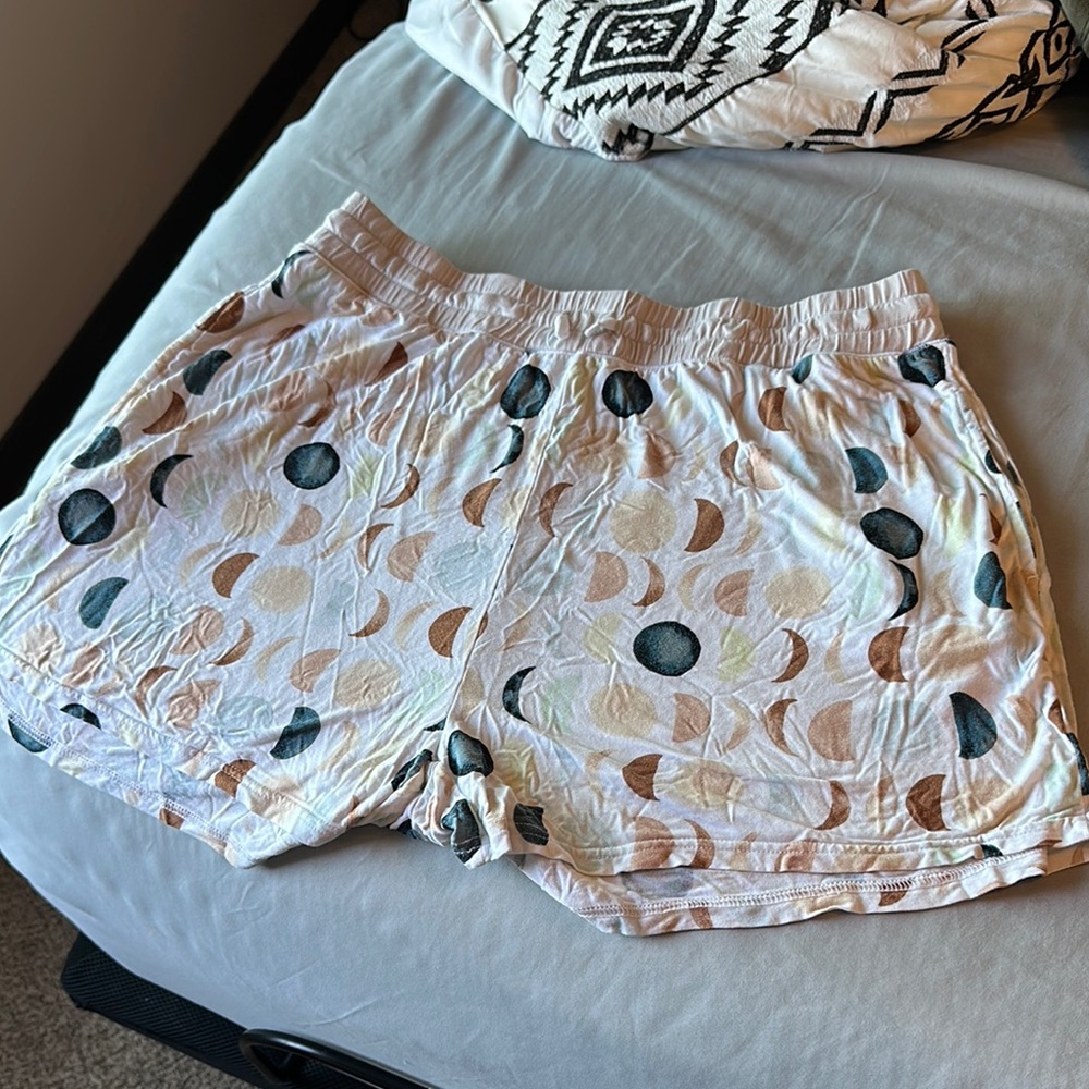 Little Sleepies Moon Phase Athletic Shorts - White and Brown